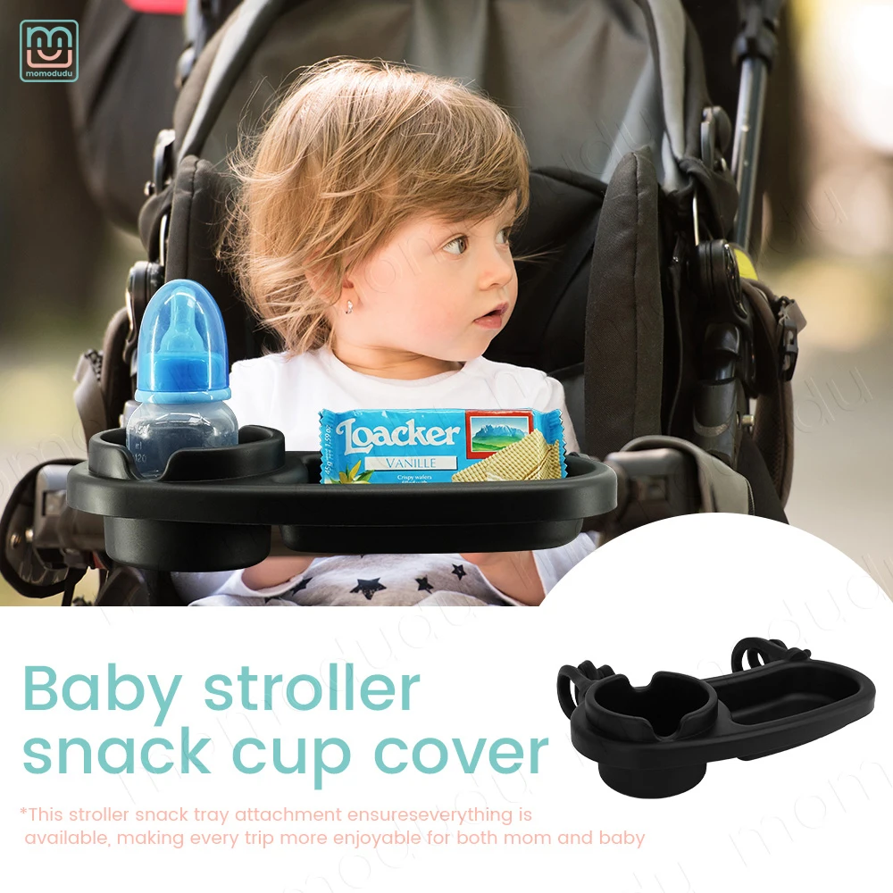 Universelles Kinderwagen-Tablett mit Getränkehalter, Silikon-Griffarme, 2-in-1-Snack-Station-Aufsatz für Babys und Kleinkinder Image