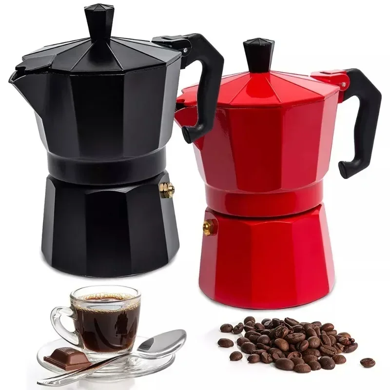 Cafetière Moka en aluminium, cuisinière classique, filtre réutilisable, cafetière expresso avec poignée antiscotture, conception, utilisation en cuisine