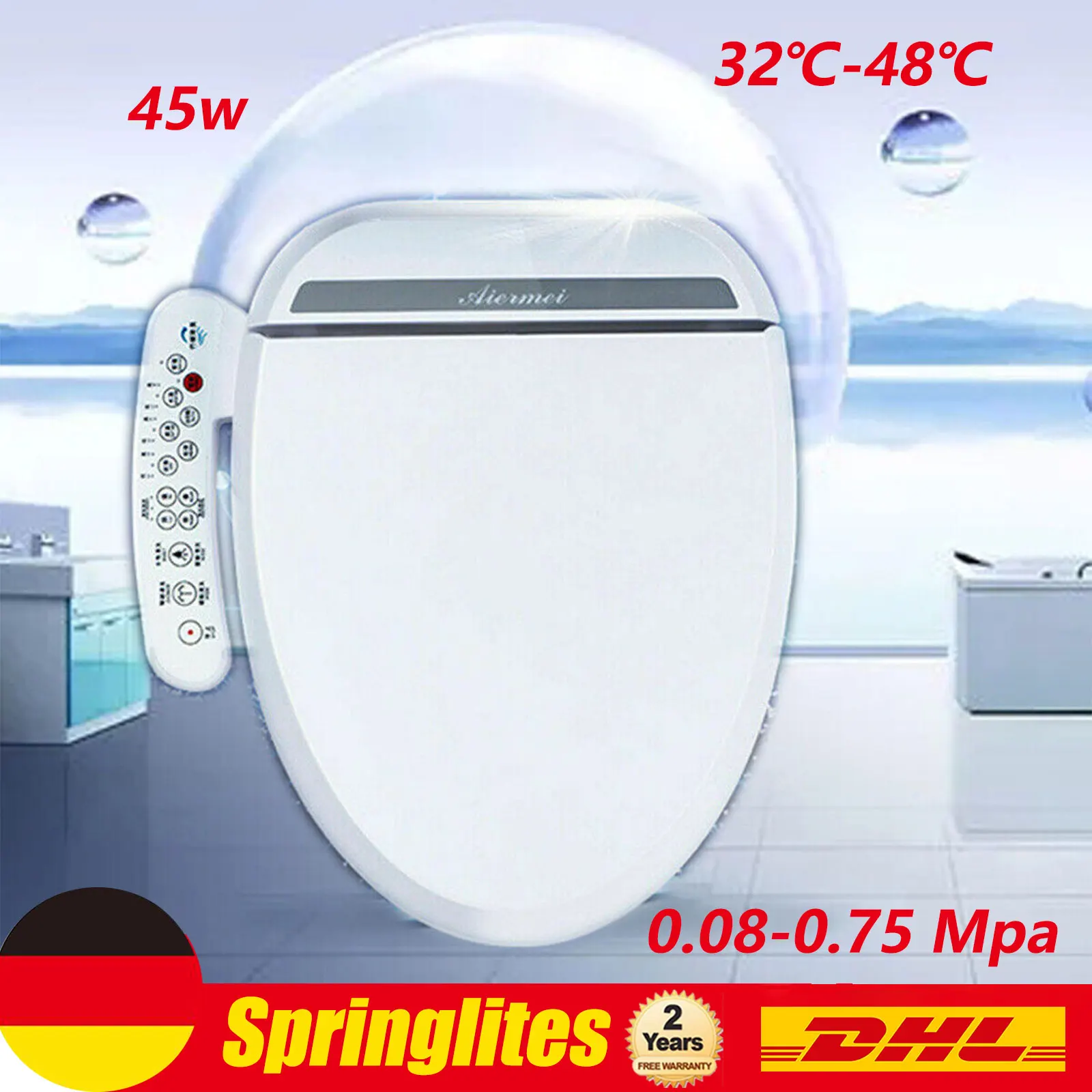 Deluxe Bidet-Toilettensitz, beheizter Sitz, verstellbarer Sitz, AC220 V, intelligente Duschtoilette, elektrisch beheizter Sitz, intelligente Duschtoilette Image