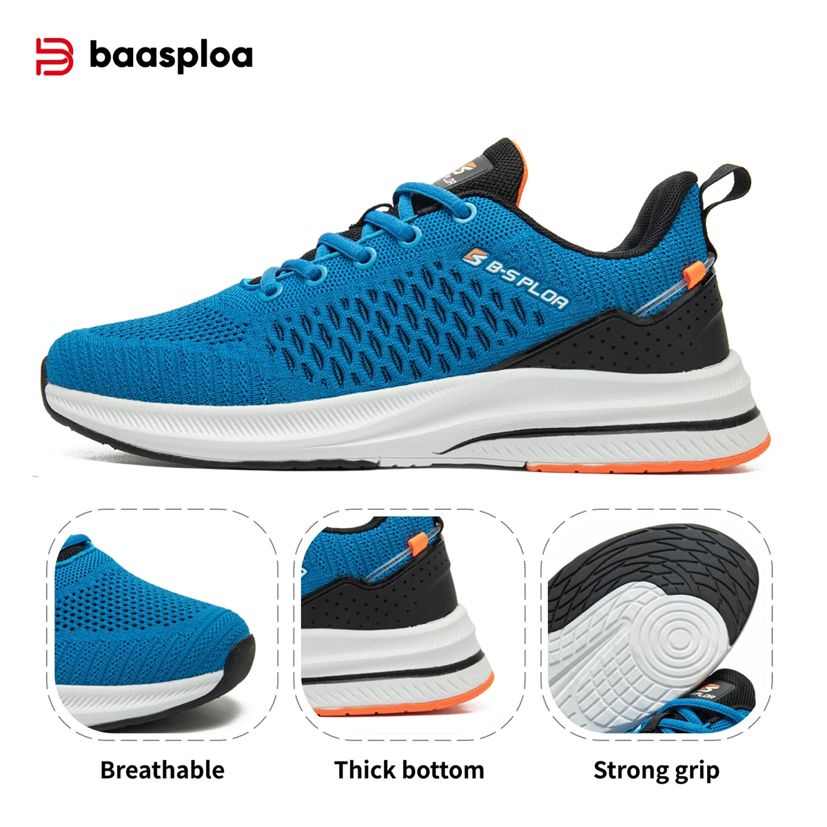 Baasploa Männer Laufschuhe Atmungsaktives Mesh Sport Turnschuhe Plus Größe 41-48 Männlichen Klassischen Casual schuhe Nicht-slip outdoor Komfort