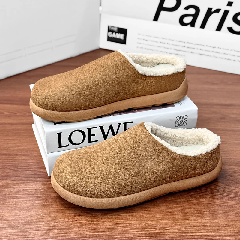 Männer Wildleder Leder Pantoletten Frauen Komfort Kartoffel Schuhe mit Fußgewölbe Unterstützung Kork Mode Slipper Fußbett Männer Clogs Sandalen Winter Schuhe