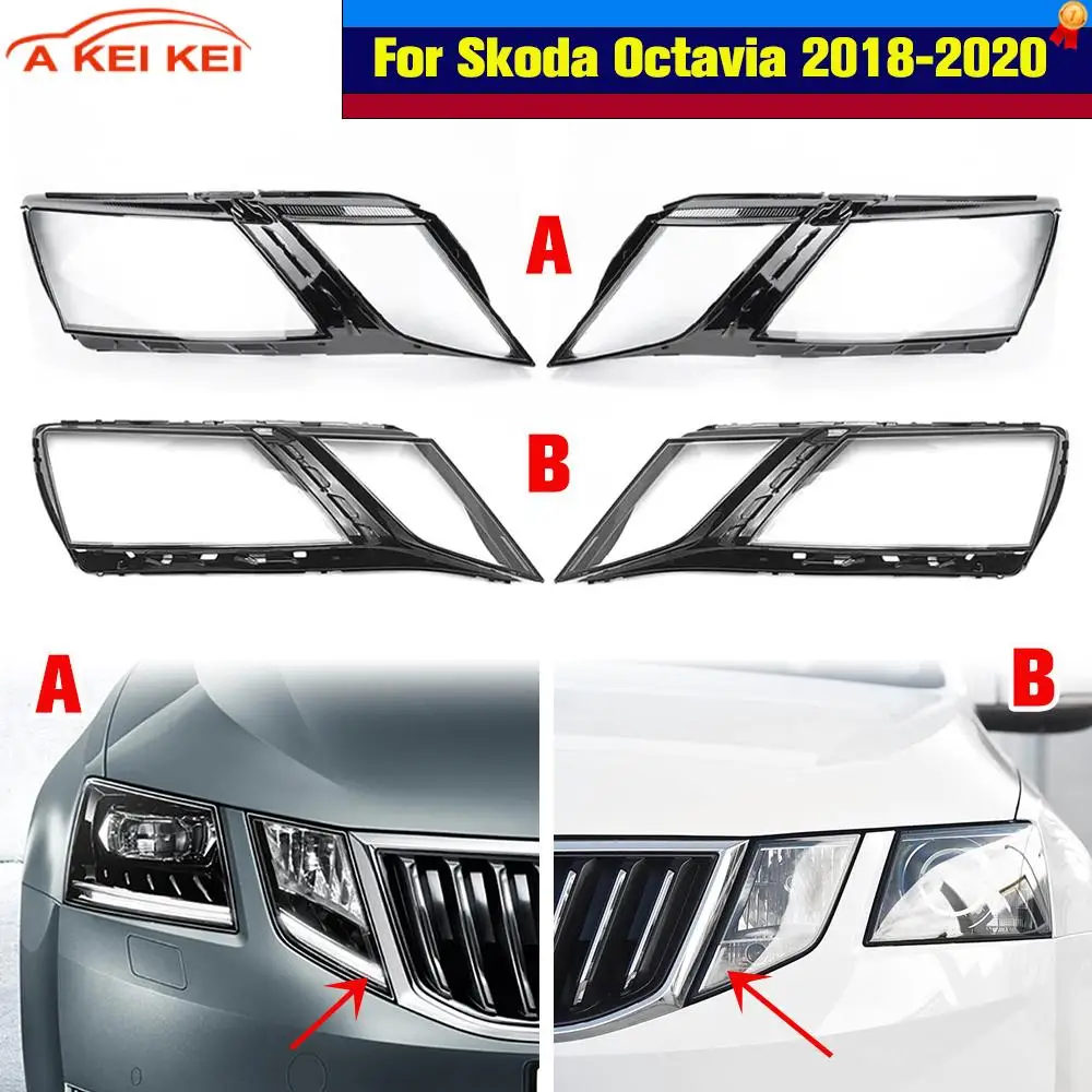 Für Skoda Octavia 2018 2019 2020 Auto Scheinwerfer Objektiv Abdeckung Shell Scheinwerfer Lampenschirm Lampe abdeckung Transparente Scheinwerfer Abdeckung