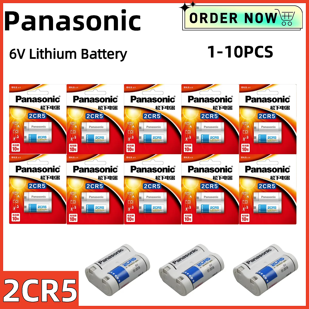 2025 Panasonic Original 2CR5 Lithiumbatterie 6 V Kamera 2CR5 Geeignet für Canon EOS5 50 55 650 10QD Minolta 303si Film Image