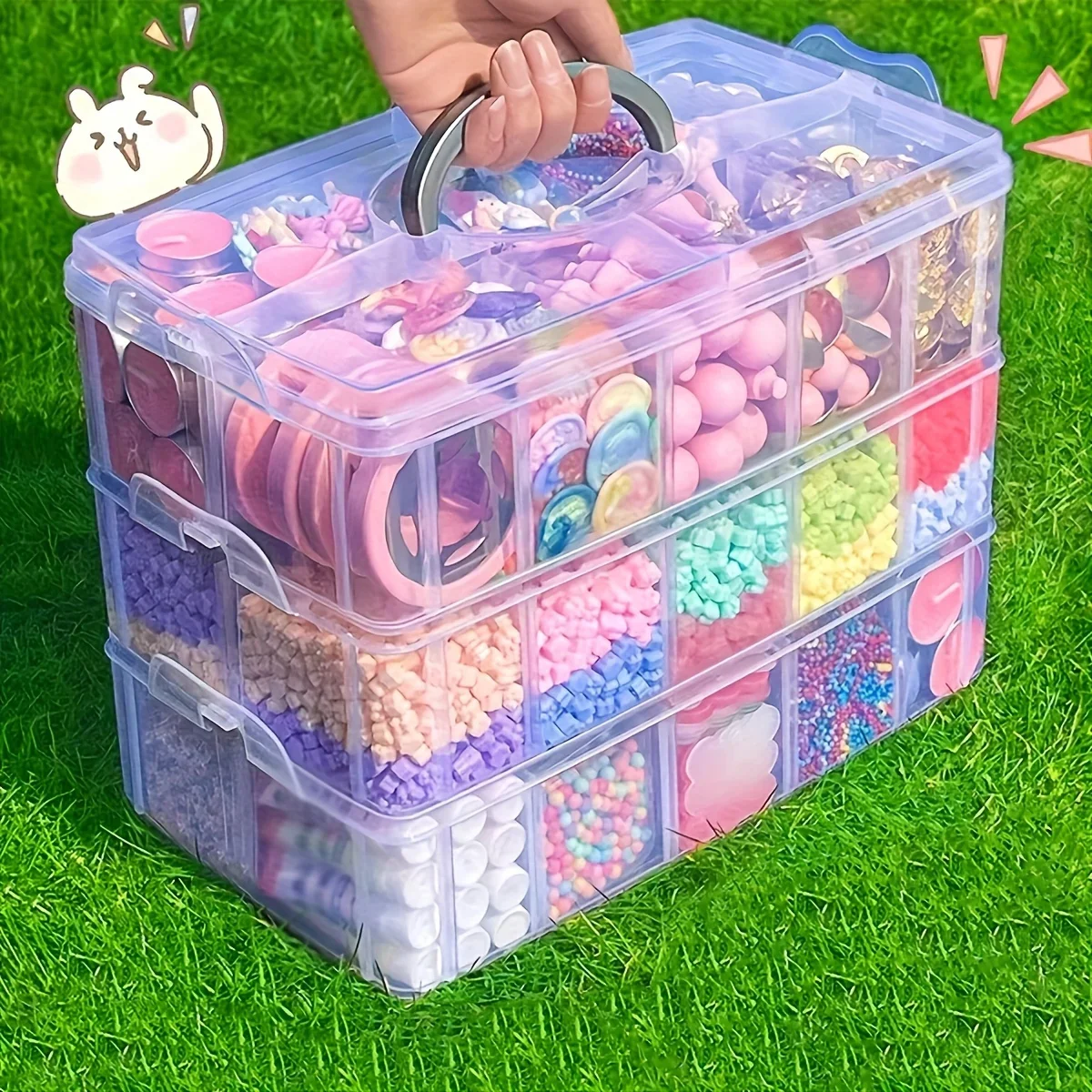 3-lagige transparente Aufbewahrungsbox mit 18 Fächern, Schmuck- und Spielzeug-Aufbewahrungsbox, geeignet für die Küche, Schmuck-Organizer Image