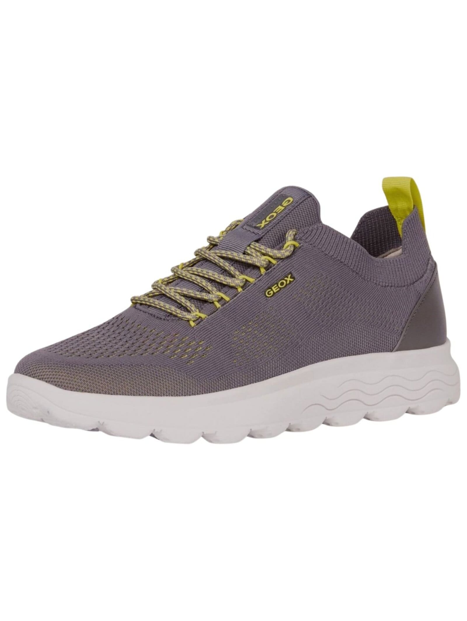 Sneaker GEOX "Geox Sneaker Lederimitat/Textil", Damen, Gr. 45, grau (dunkelgrau), Lederimitat, Textil, Schuhe Sneaker