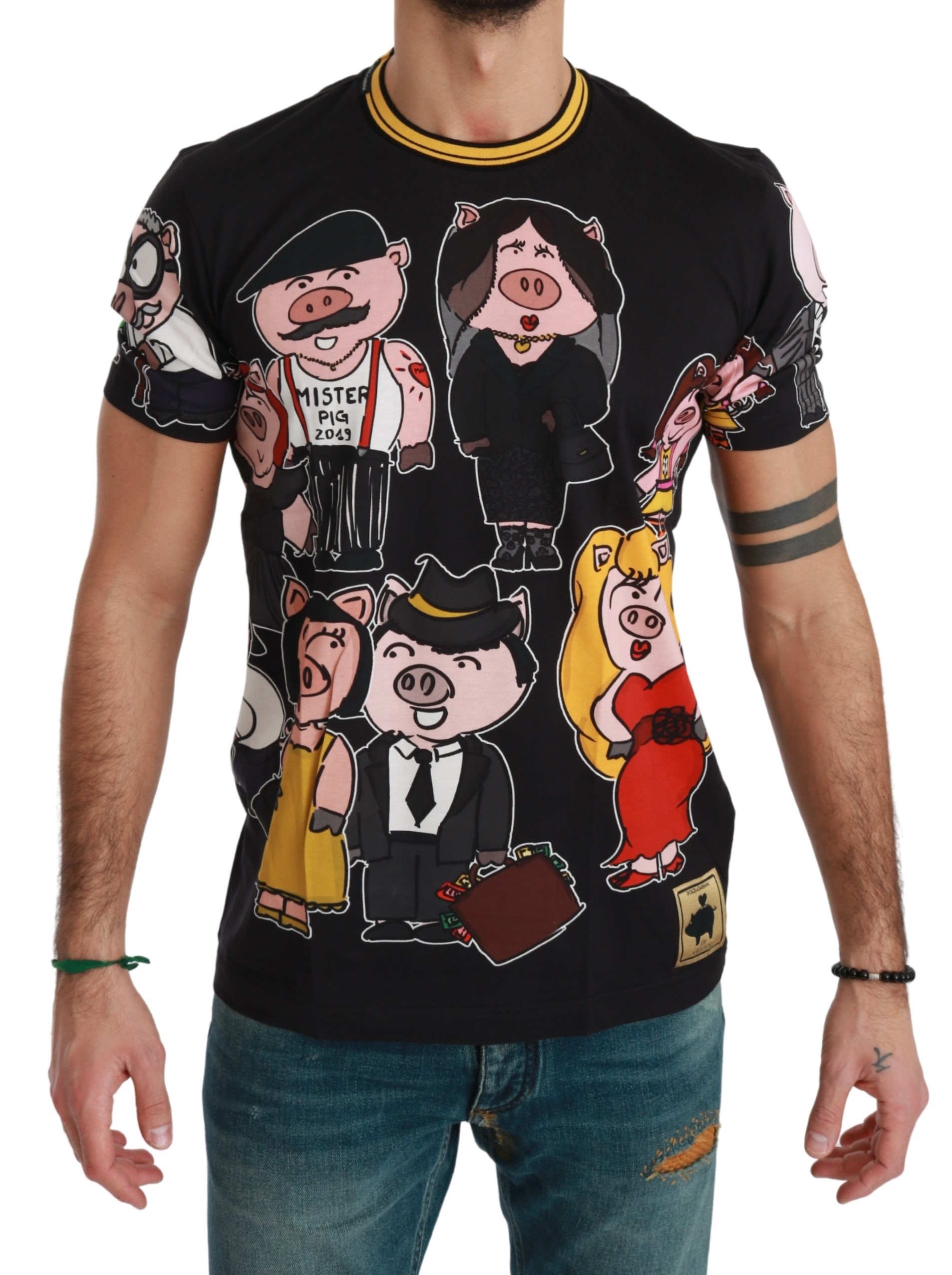 Dolce & Gabbana Schwarzes Baumwolloberteil 2019 Jahr der Maus T-Shirt Image