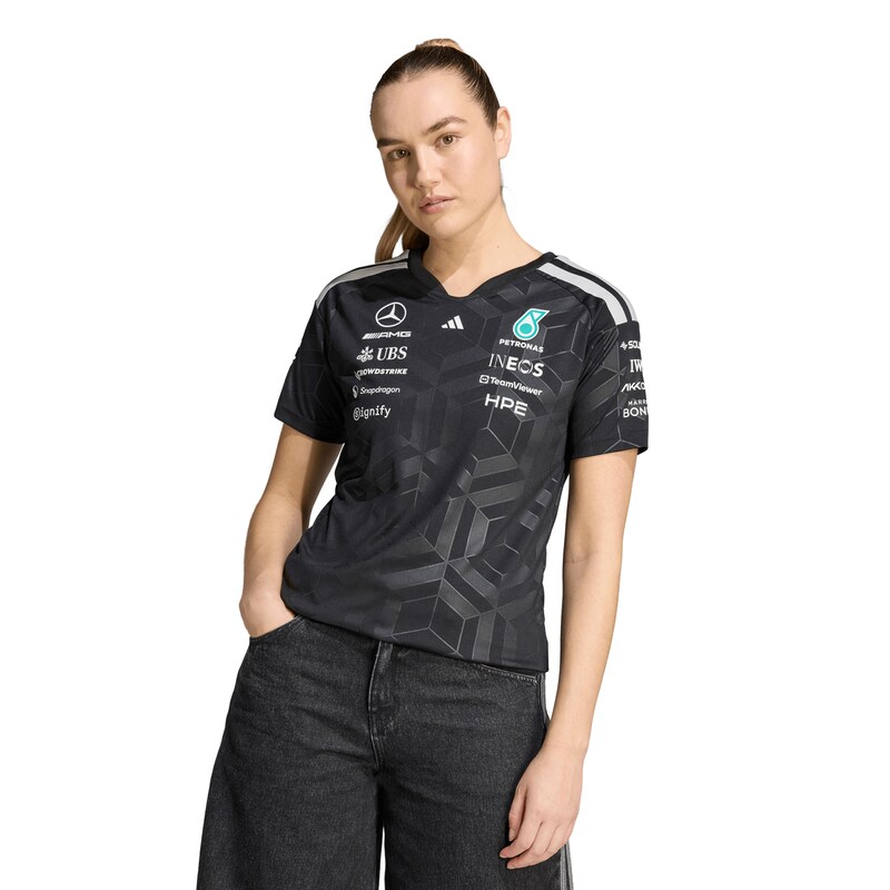 Mercedes AMG Petronas adidas F1 2026 Team Fahrer T-Shirt – Schwarz – Damen Image