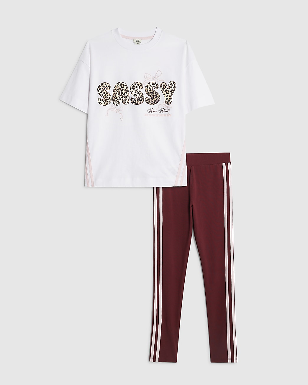 River Island Girls T-shirt & Leggings Set White Sassy Leopard Cotton - Size 9-10Y | River Island Sale | Discount Designer Brands