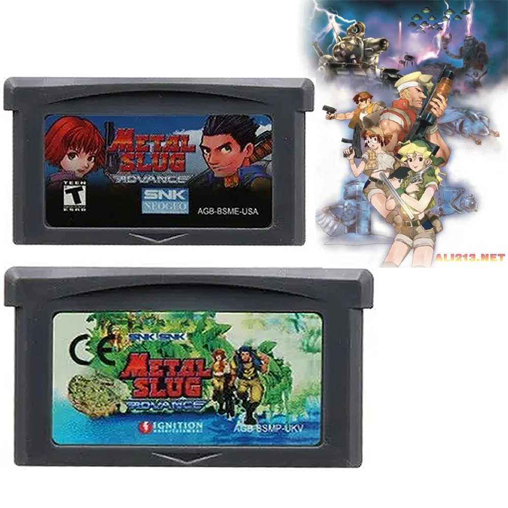Cartouche de jeu vidéo Metal Slug 32 bits, carte de Console de jeu pour jeux de tir GBA, série Metal Slug Advance, langue USA/EUR