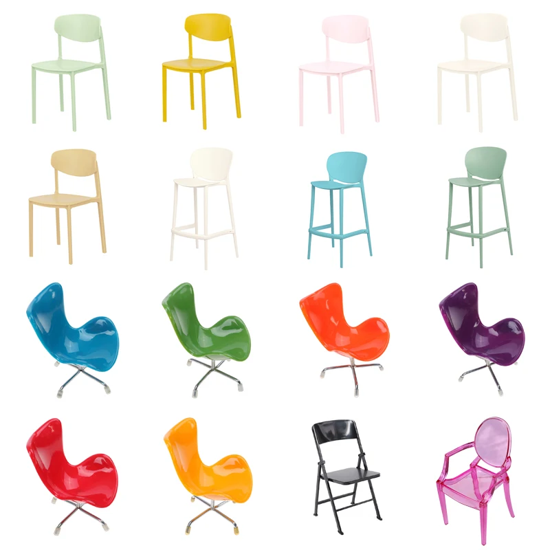 1-2 pz 1/6 casa delle bambole Mini seggiolone modello sedia da Bar/sedia da pranzo schienale sedie bambole casa da gioco mobili modello accessori