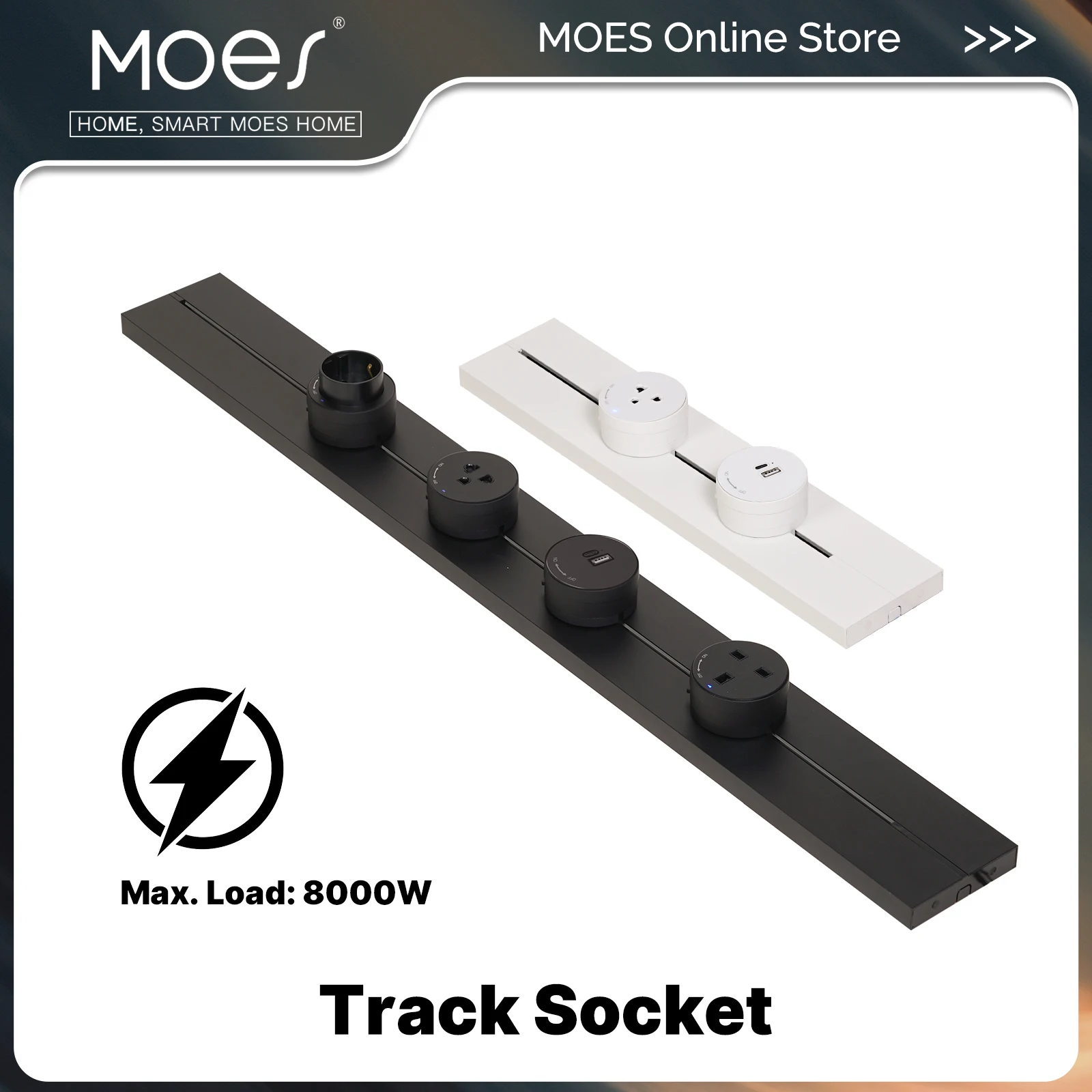 MOES Wandsteckdose, bewegliche Führung, Gleitschiene, Schreibtisch, Zuhause, Küche, Büro, elektrischer Stecker, Adapter, EU, UK, USB, Typ C, universell Image