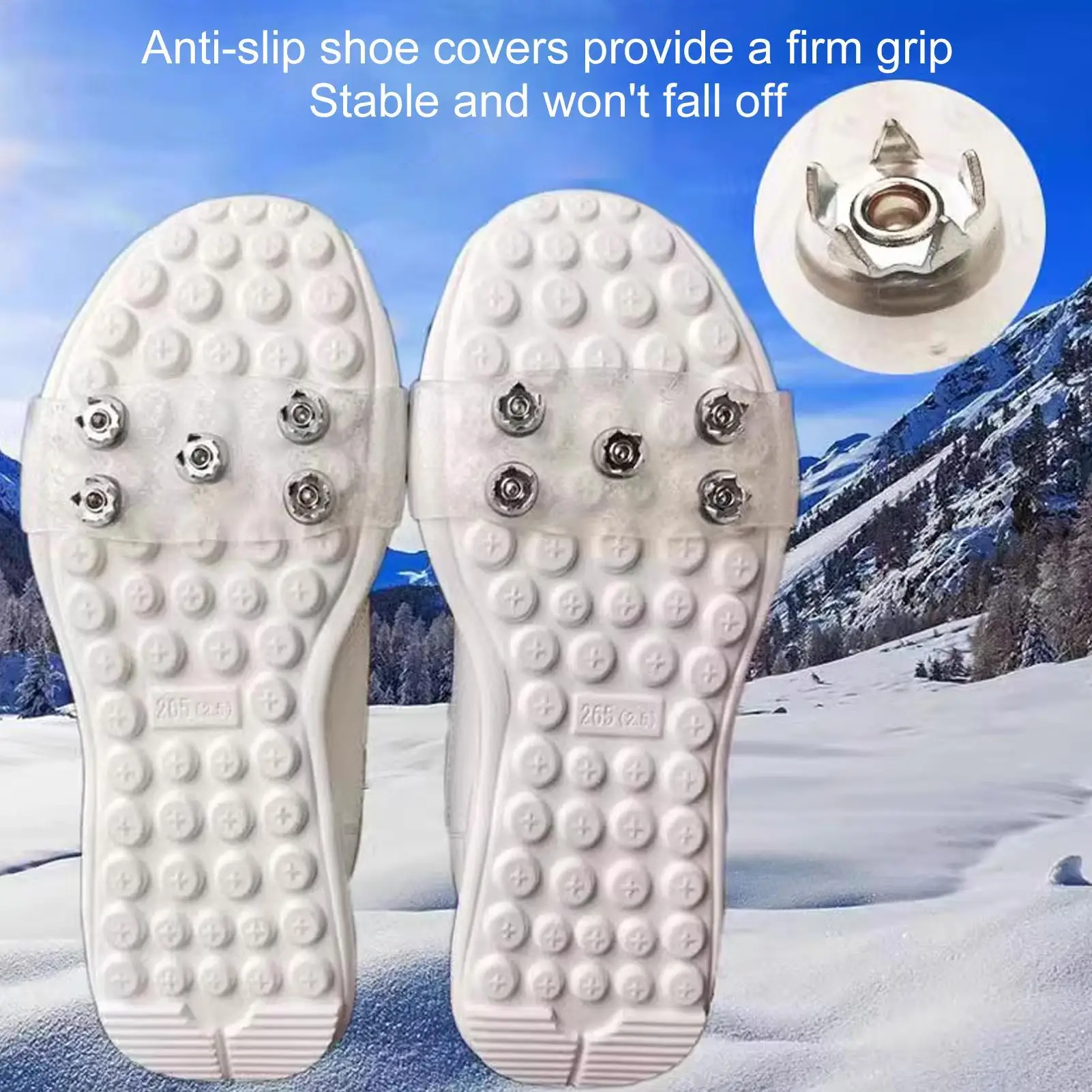 Steigeisen mit 5 Zähnen, Outdoor, Wandern, Klettern, Schnee- und Eisgreifer, rutschfeste Abdeckungen für Winterschuhe, Spikes, Schneeschuhzubehör Image