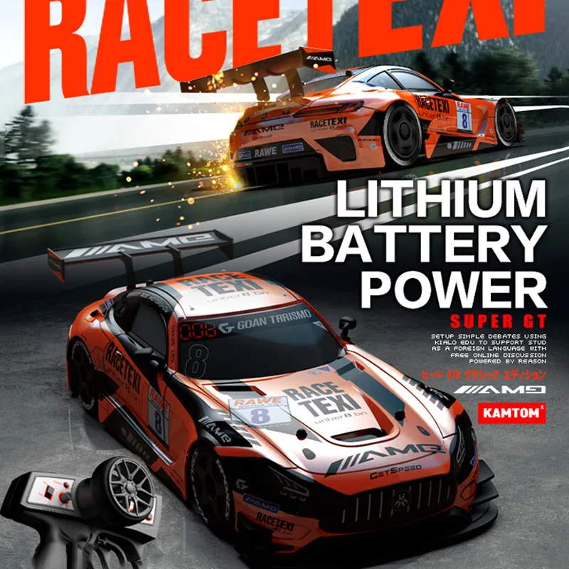 Voiture à dérive haute vitesse RC entraînement arrière 1:16 voitures à dérive télécommandées avec lumière LED jouets de course électriques professionnels pour garçon adulte