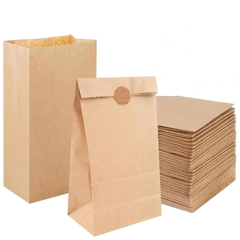 25/50 pezzi sacchetti di carta Kraft marrone per uso alimentare resistente sacchetti per imballaggio regalo cibo per feste panetteria caramelle sacchetti per imballaggio da asporto
