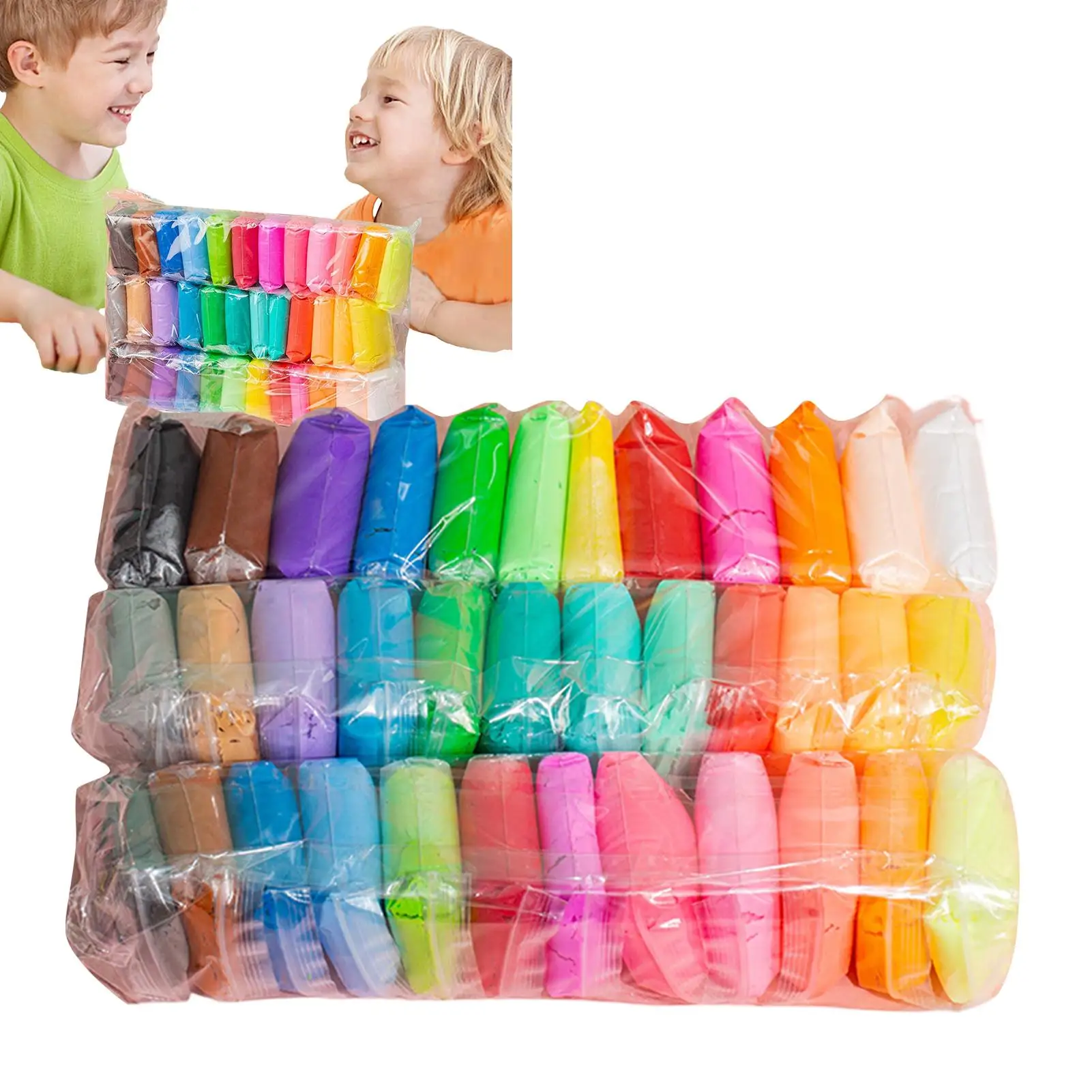 Jouets de bricolage Super légers, 36/24/12 couleurs, ensemble d'argile à modeler pour enfants, Kit artisanal, plusieurs couleurs, argile à modeler sèche à l'air, artisanat de bricolage