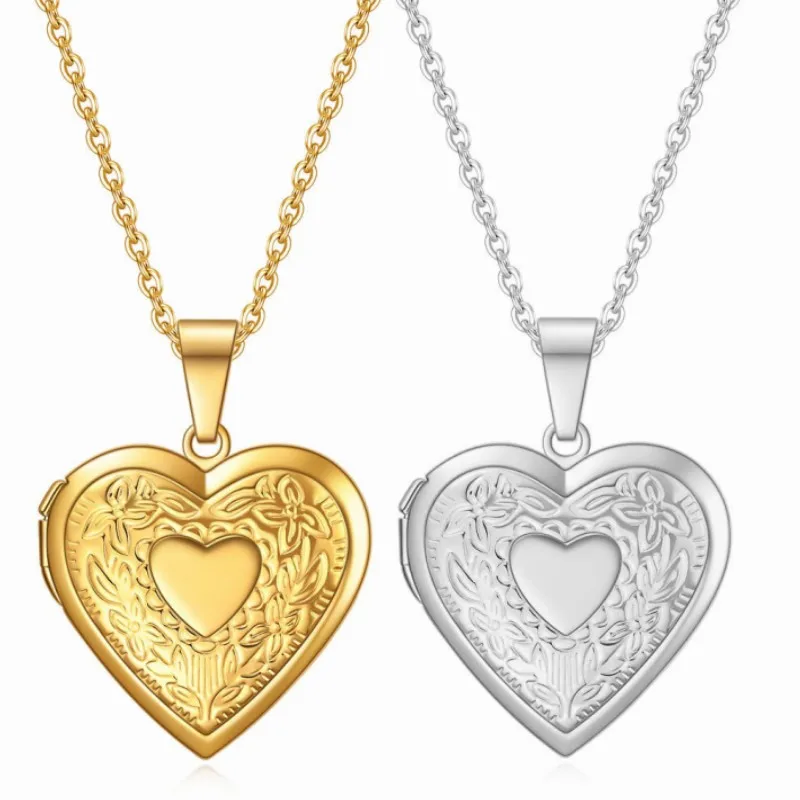 Collana con ciondolo a forma di cuore aperto con ciondolo a forma di amore in acciaio inossidabile per accessori di gioielli da donna, regalo di anniversario di San Valentino