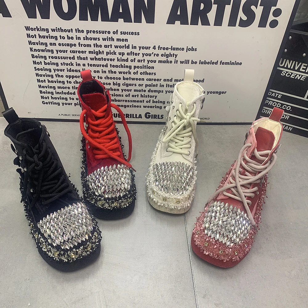 Mode Frauen Stiefel Plus Größe Casual Plattform Leder Frauen Schuhe Warme Pelz Schnee Stiefel Plüsch Strass Stiefeletten Winter Schuhe