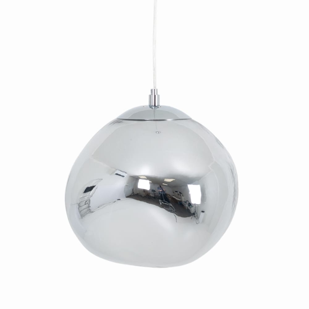 Plafonnier en verre métallisé chromé, E27 Ø28 cm