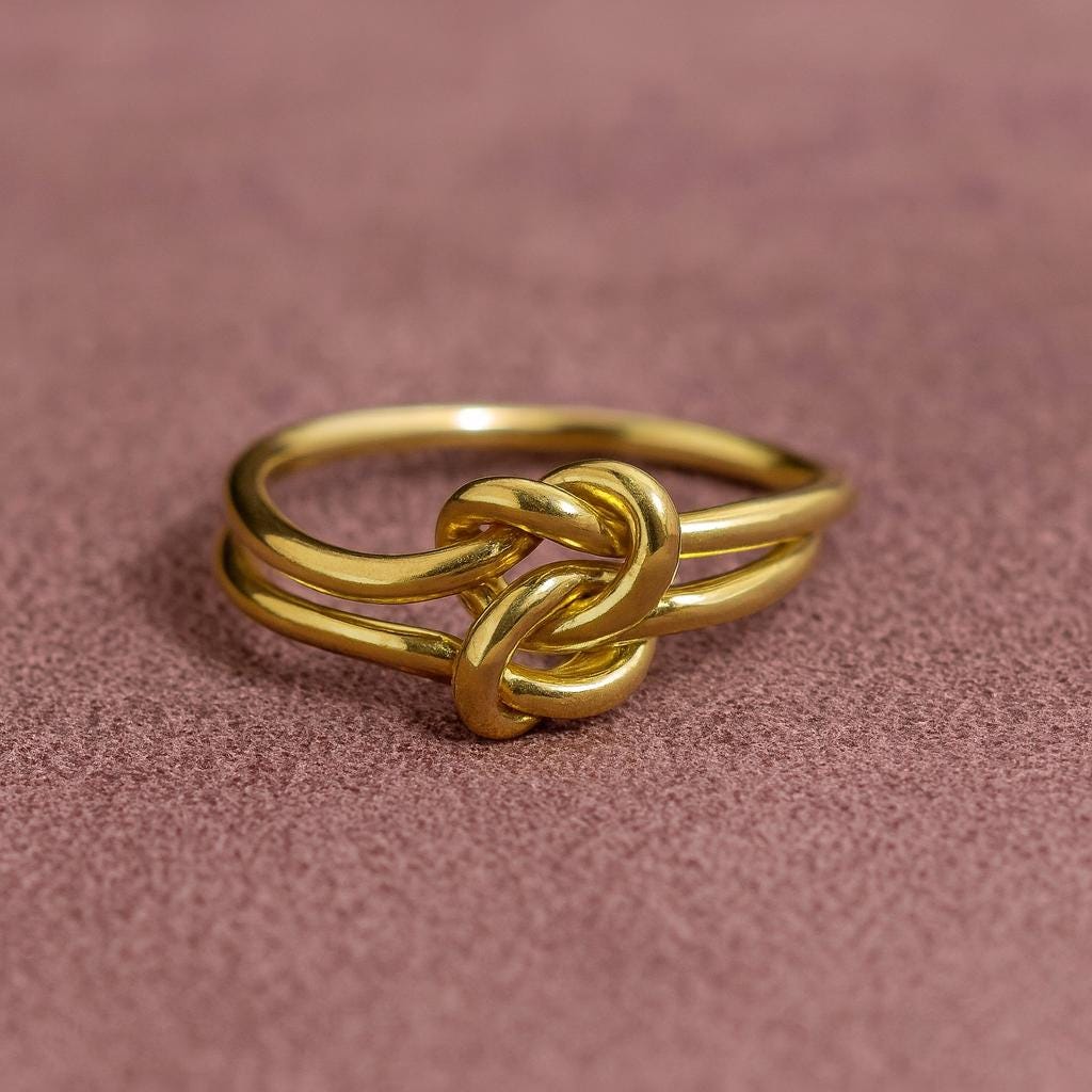 Anello con nodo, anello con nodo d'amore in oro 14 carati, anello di promessa, anello riempito d'oro, anello da damigella d'onore, anello sottile in o