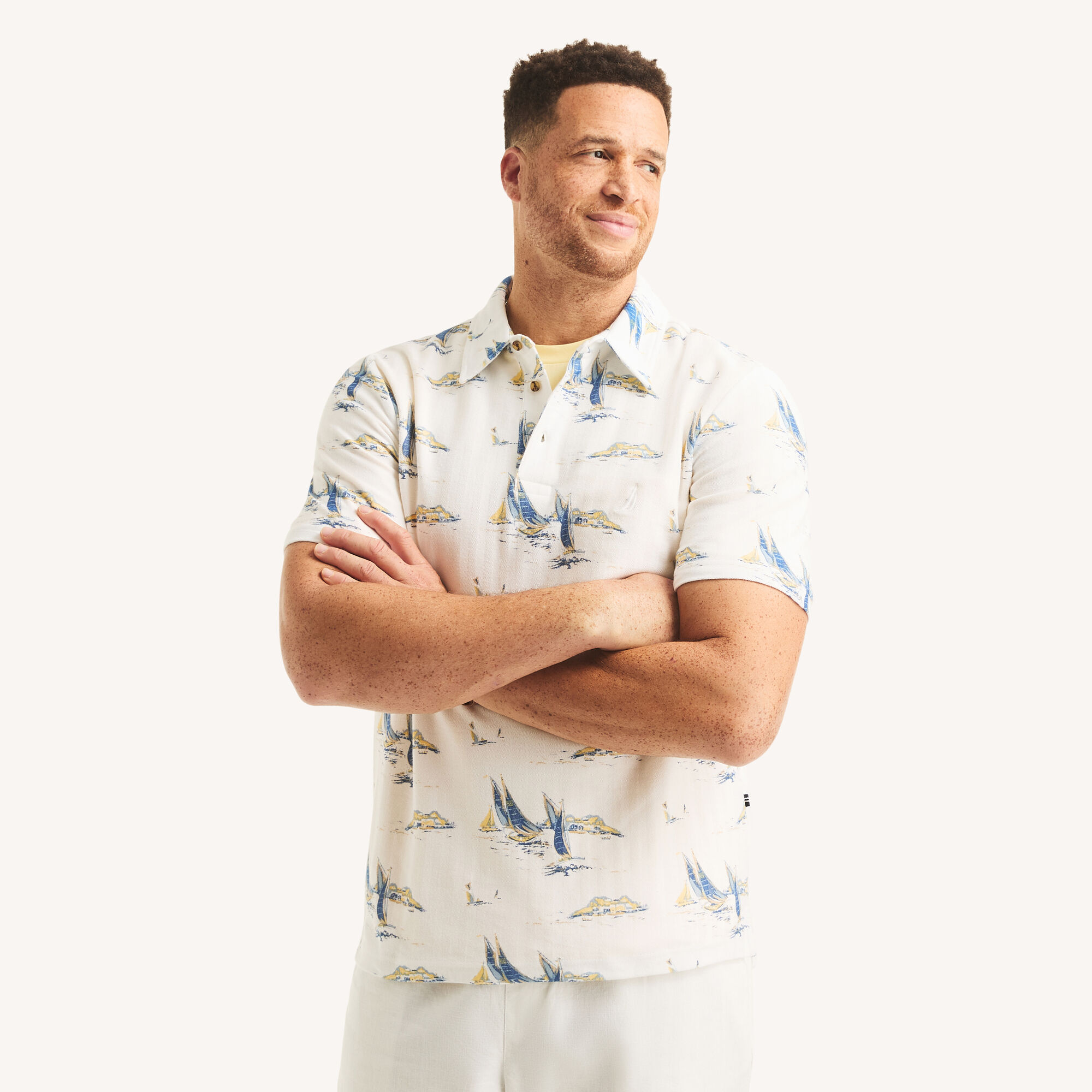 Nautica Men's Big & Tall Classic Fit Printed Polo 134 (Sail White), 2XLT