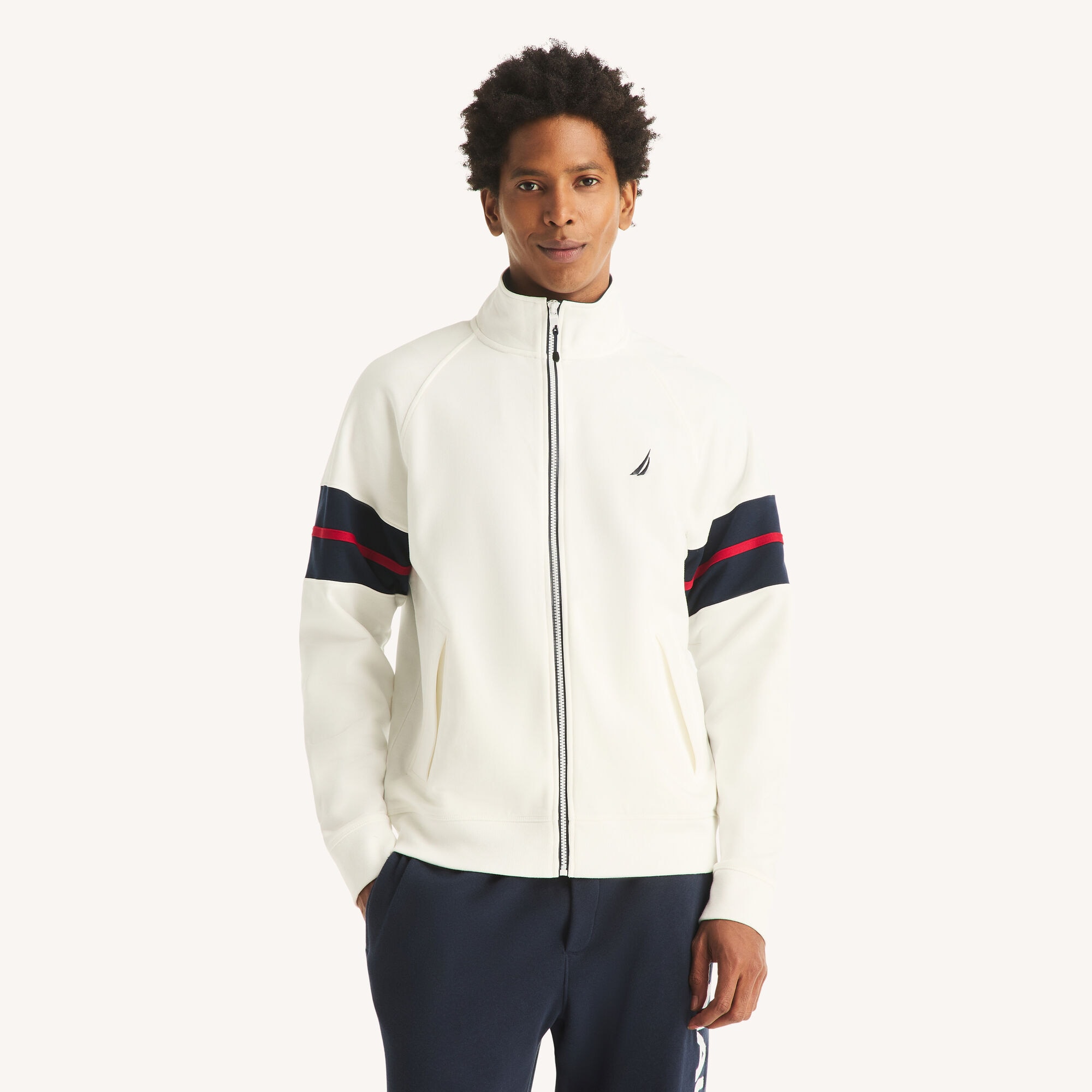 Nautica Men's Colorblock Raglan Sleeve Jacket 134 (Sail White), S