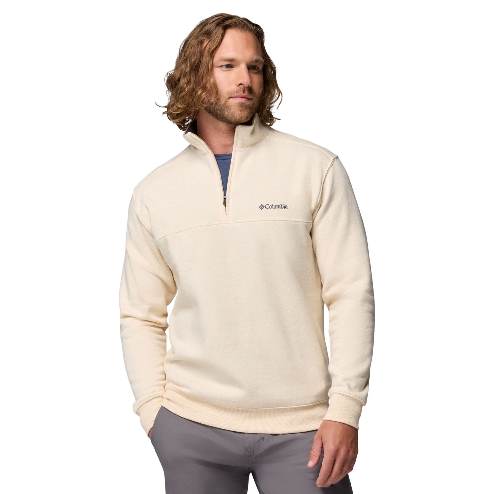 Columbia Men's Hart Mountain II Half Zip (Size XL) Oatmeal Heather, Cotton,Polyester