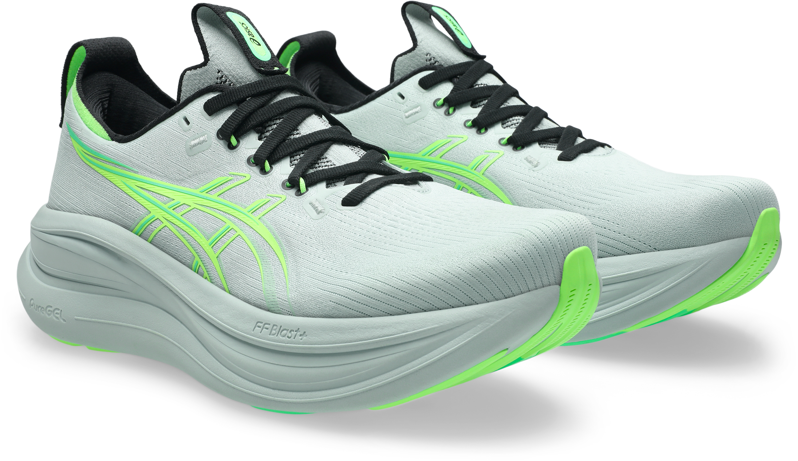 Laufschuh ASICS "GEL-NIMBUS 28", Herren, Gr. 44,5, cold moss, illuminate grün, Synthetik, Schuhe Laufschuh