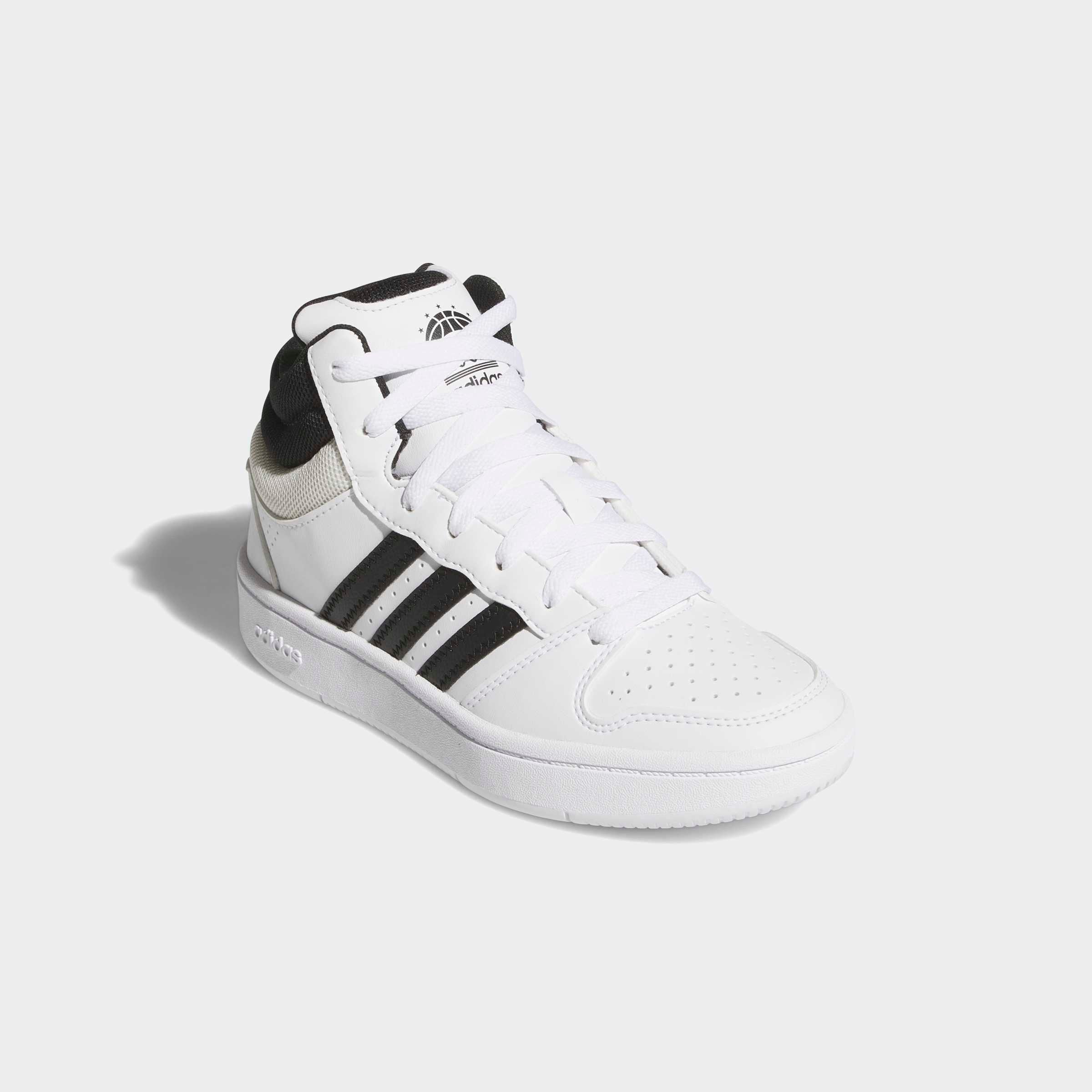 Sneaker ADIDAS SPORTSWEAR "HOOPS MID CLASSIC", Damen, Gr. 40, cloud weiß, core schwarz, orbit grau, Synthetik, Schuhe Sneaker, für Kinder & Jugendliche