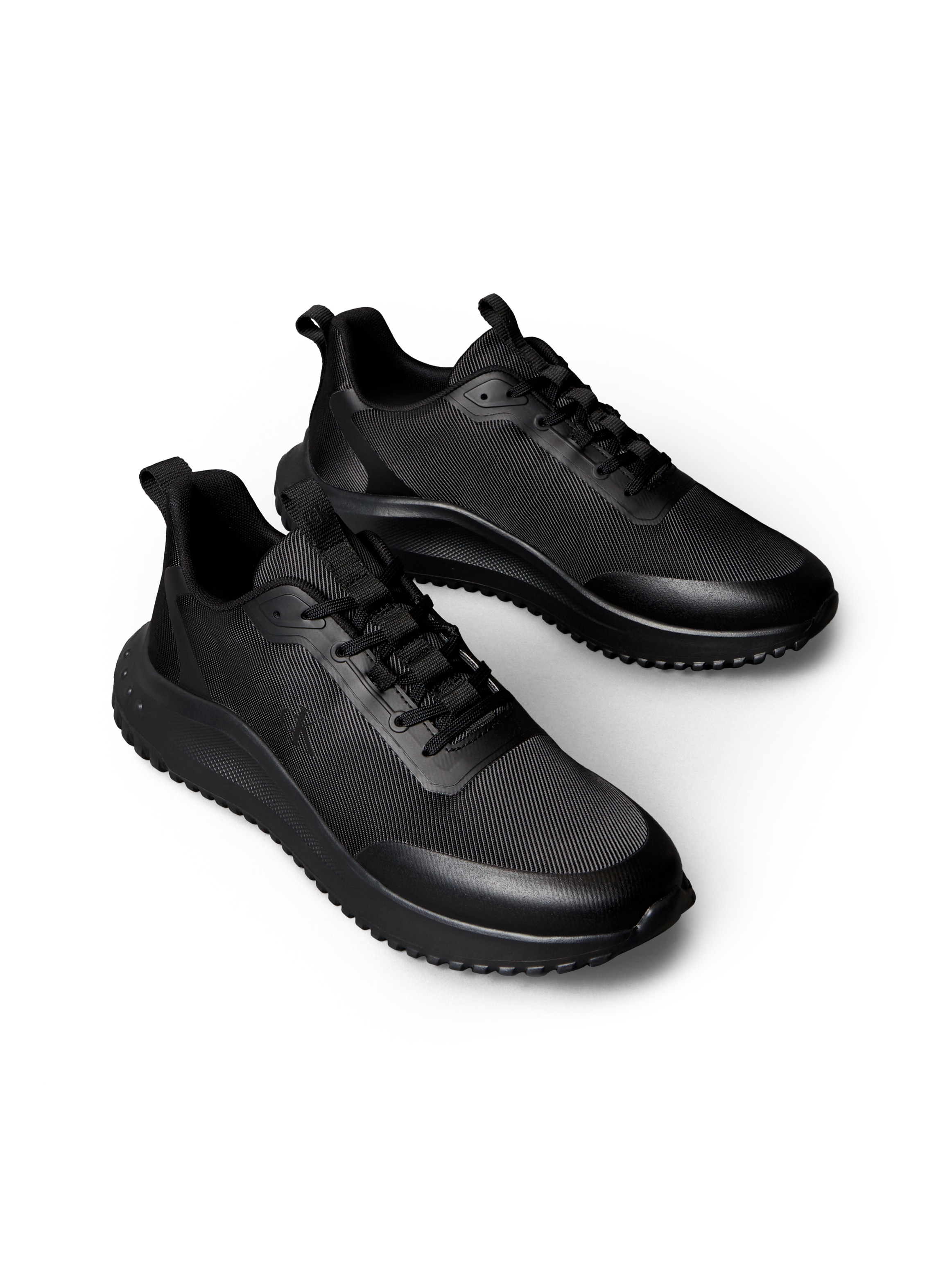 Sneaker CALVIN KLEIN JEANS "EVA RUNNER LACE UP MAT MIX", Herren, Gr. 43, schwarz, Lederimitat, Textil, Schuhe Sneaker, Freizeitschuh, Schnürschuh, Halbschuh mit Anziehlasche