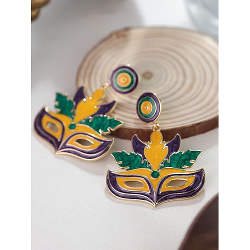 Ohrringe im Mardi-Gras-Stil für Damen – aus einer Legierung, verschiedene Designs erhältlich, perfekt für Mardi-Gras-Feierlichkeiten und -Feste. Image