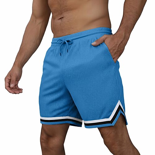 Herren Aktiv Shorts Sonntags-Shorts Freizeitshorts Sportliche Shorts Tasche Elastischer Bund Basic Einfach Komfort Schnelltrocknend Knielang Lässig Outdoor Urlaub Urlaub Mode Blau Schwarz Image