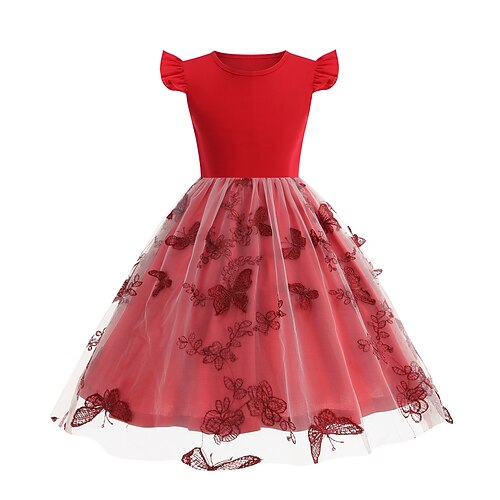 1950er Hepburn Retro Vintage Midlänge A-Linie Kleid Swing-Kleid Ausgestelltes Kleid Ärmellos A-Linie Kostüm Mädchen Karneval Maskerade Urlaub Alltagskleidung Kinder Kleid Abschlussballkleider Image