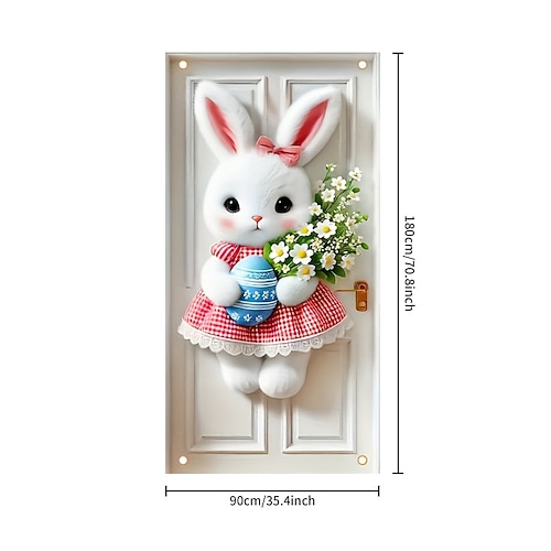 Oster-Türbanner, bunte Ostereier und Hasen-Dekoration, festliche Frühlingsfahne – perfekt als Türbanner, Hintergrund und für saisonale Dekoration. Image