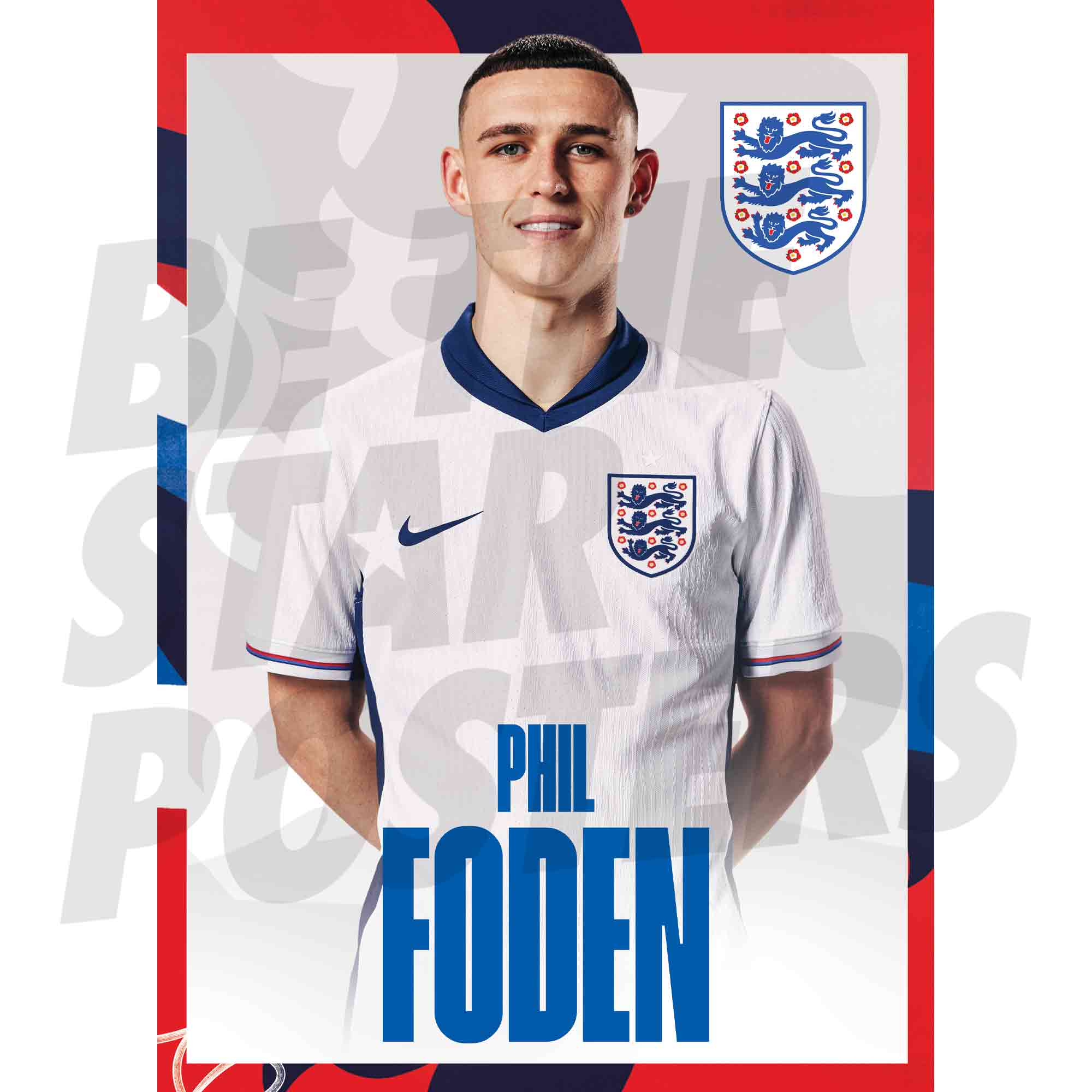 England Phil Foden Porträt A3 Poster Image