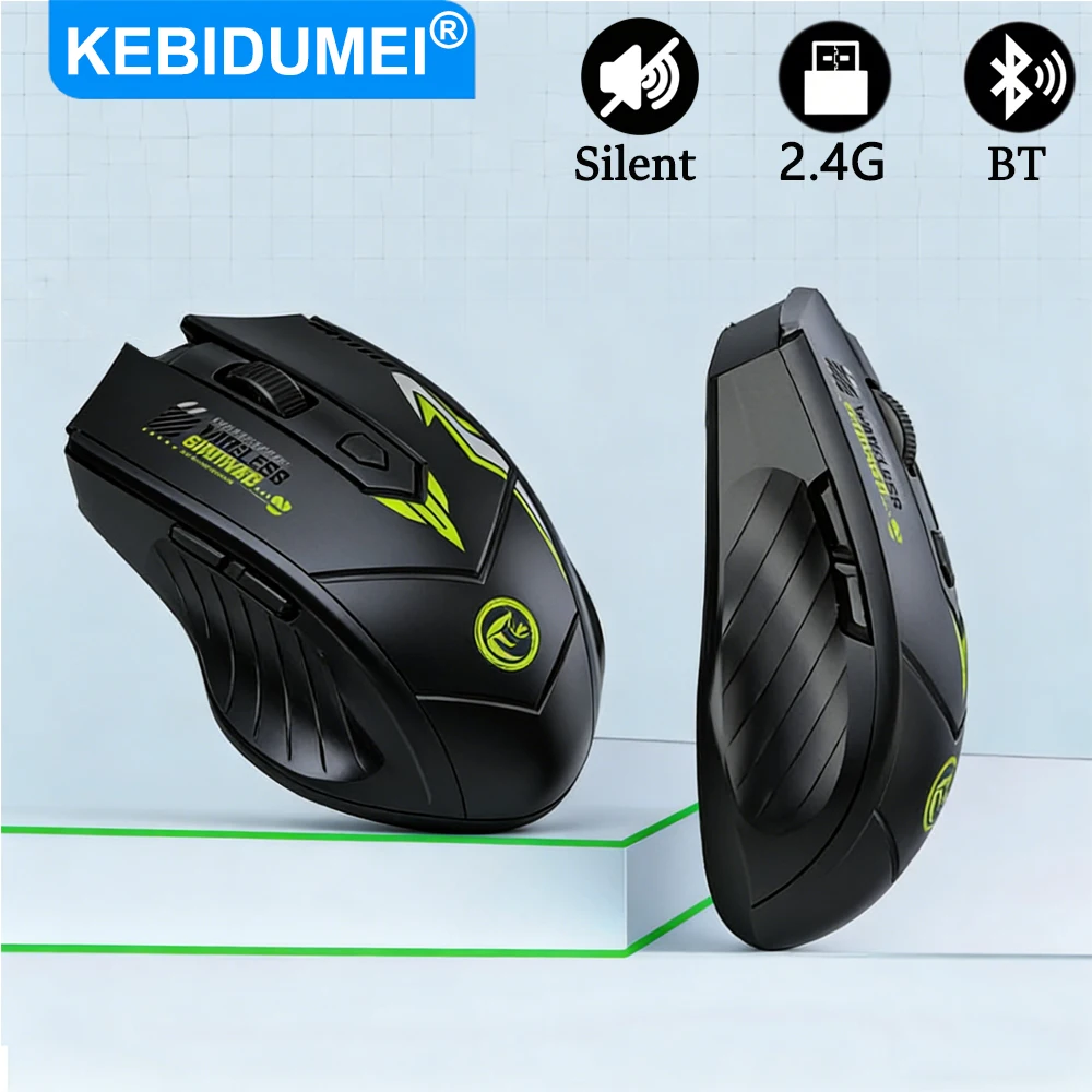 Dual-Mode-Bluetooth-Maus, 2,4 G, kabellose Maus, wiederaufladbar, 6 Tasten, Gaming-Maus, ergonomisch, leise, Büromäuse für PC und Laptop ﻿ Image