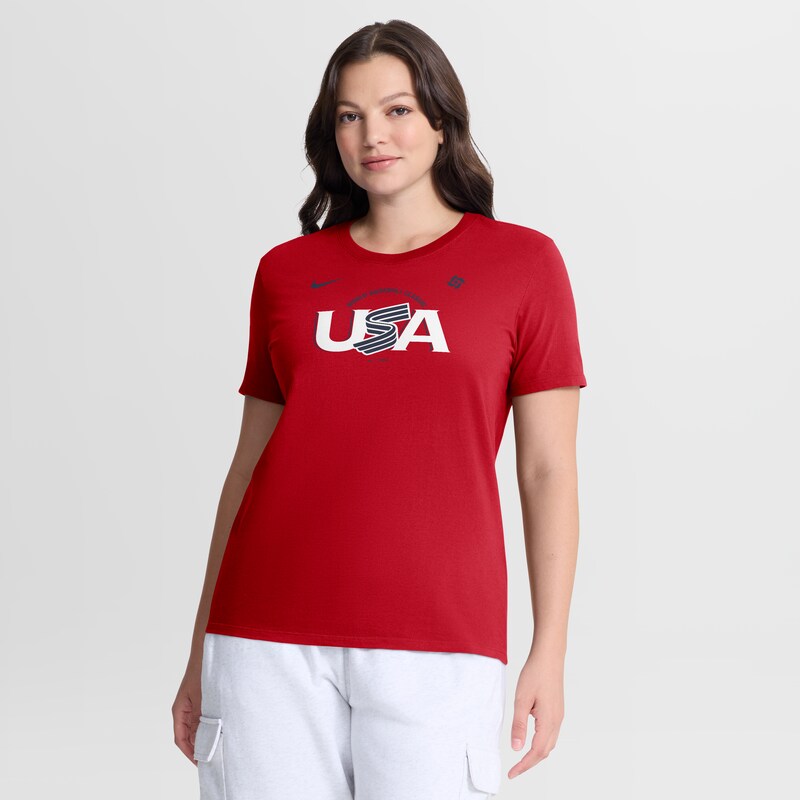 Nike Damen-T-Shirt in Rot mit USA-Baseball-Schriftzug zum World Baseball Classic 2026 Image