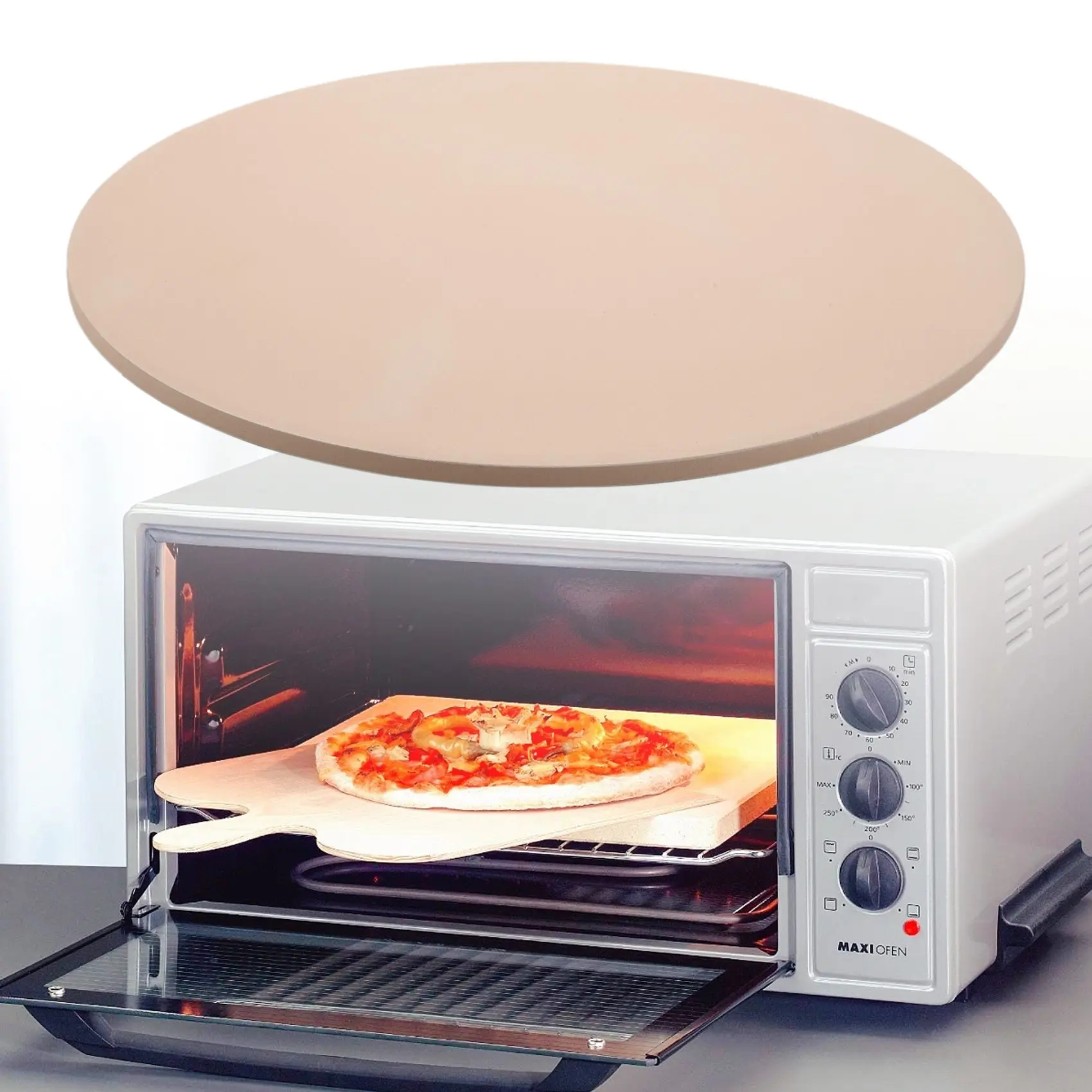 ABYK 13-Zoll-Pizzastein zum Kochen, Backen, Grillen, extra dicke Pizza-Werkzeuge für Backofen und Grill, Backgeschirr, Brottablett, Küche Image