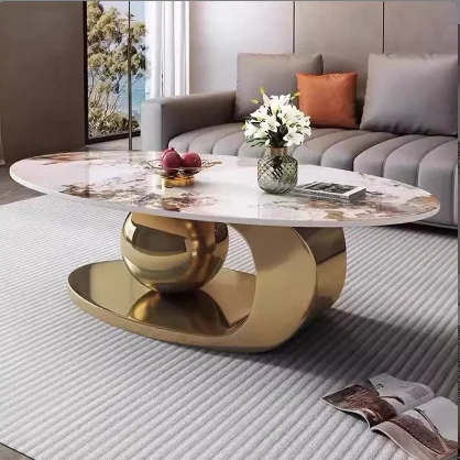 Luxusmöbel im nordischen Stil, goldenes Kaffee- und Beistelltisch-Set, Massivholz, modernes Design für das Wohnzimmer im Haushalt Image