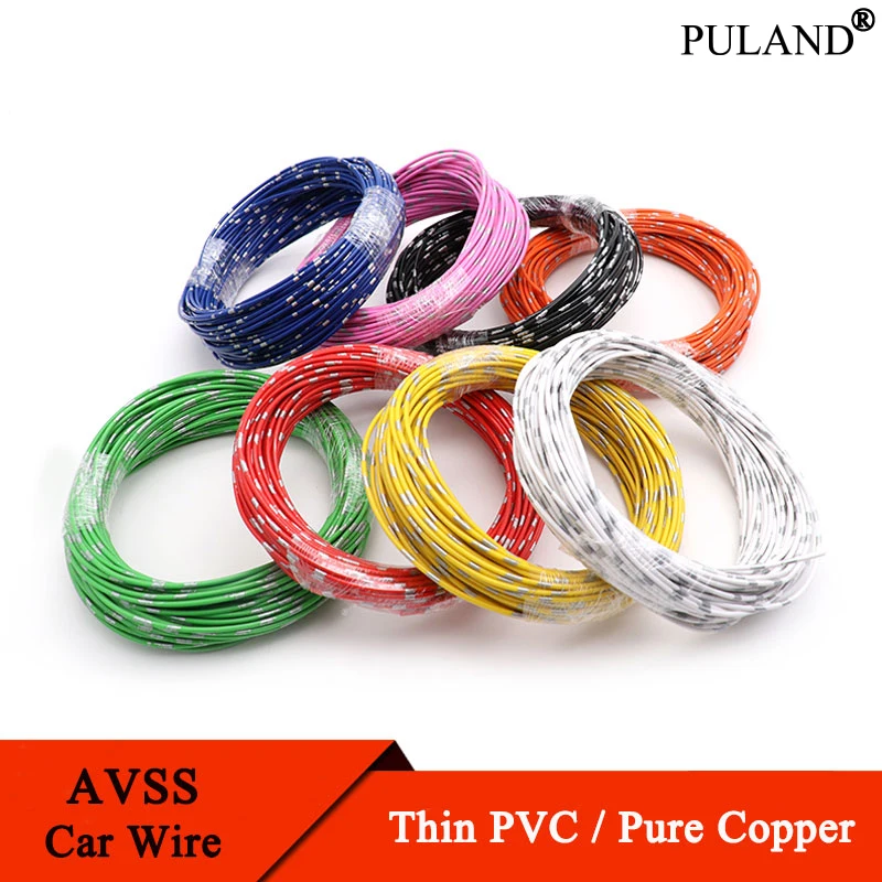 5 ~ 50 m AVSS Automotive Drähte Reines Kupfer Dünne PVC Isolierung Linie 22/20/18/16/14/13 AWG DIY Lautsprecher Audio Kabel Auto Draht Image