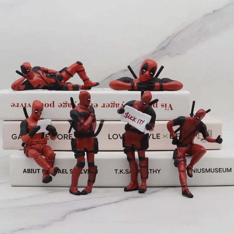6 Schreibtischdekoration Deadpool Car Home Office Marvel 8 cm X-MAN Lustige süße Figur Modellspielzeug Image