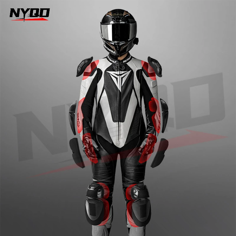 Giacca da moto in pelle monopezzo Protezione da equitazione anticaduta per moto Tuta da corsa Tuta da equitazione con protezione da equitazione