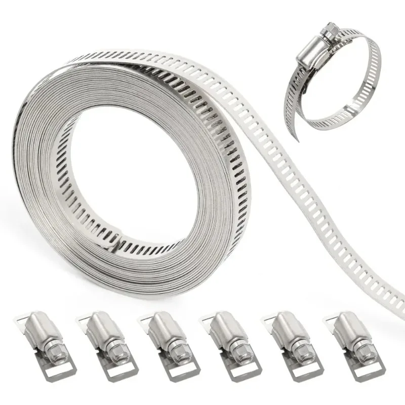 Neue 3/5M 304 Klemme Edelstahl Schlauch Klemme Sortiment Kit DIY mit 6 stück Spirale Klemme Einstellbare Schlauch Klemmen Kanal Rohr Met Image