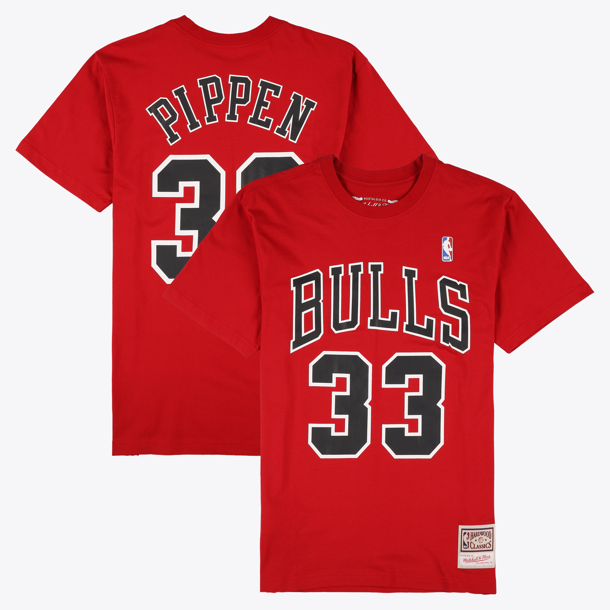 Scottie Pippen Rotes Chicago Bulls Namens- und Nummern-T-Shirt – Herren Image