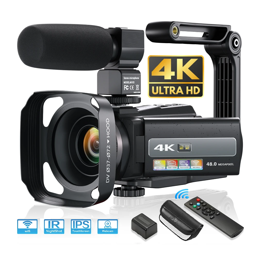 4k Videokamera Camcorder 48mp uhd wifi ir Nachtsicht Vlogging Kamera für Youtube 16x Digital Zoom Touchscreen Kamera Image