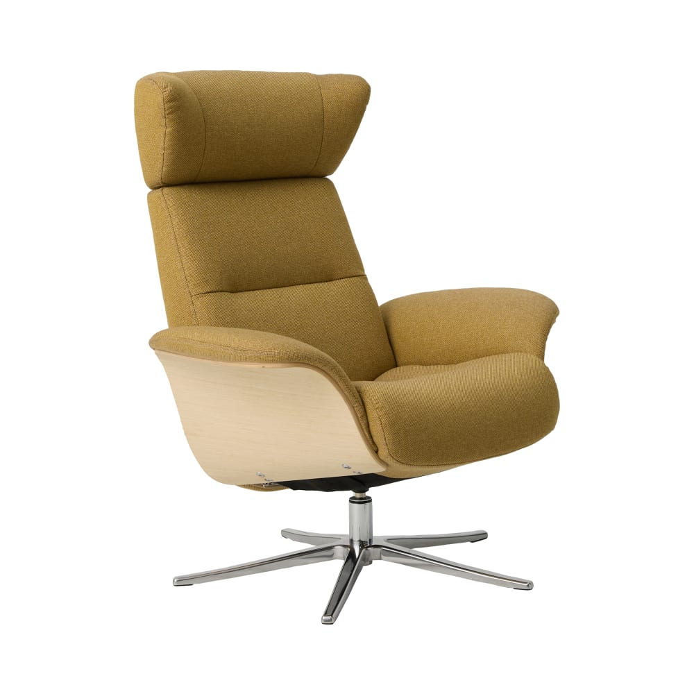 Fauteuil relax avec repose-pieds en tissu jaune