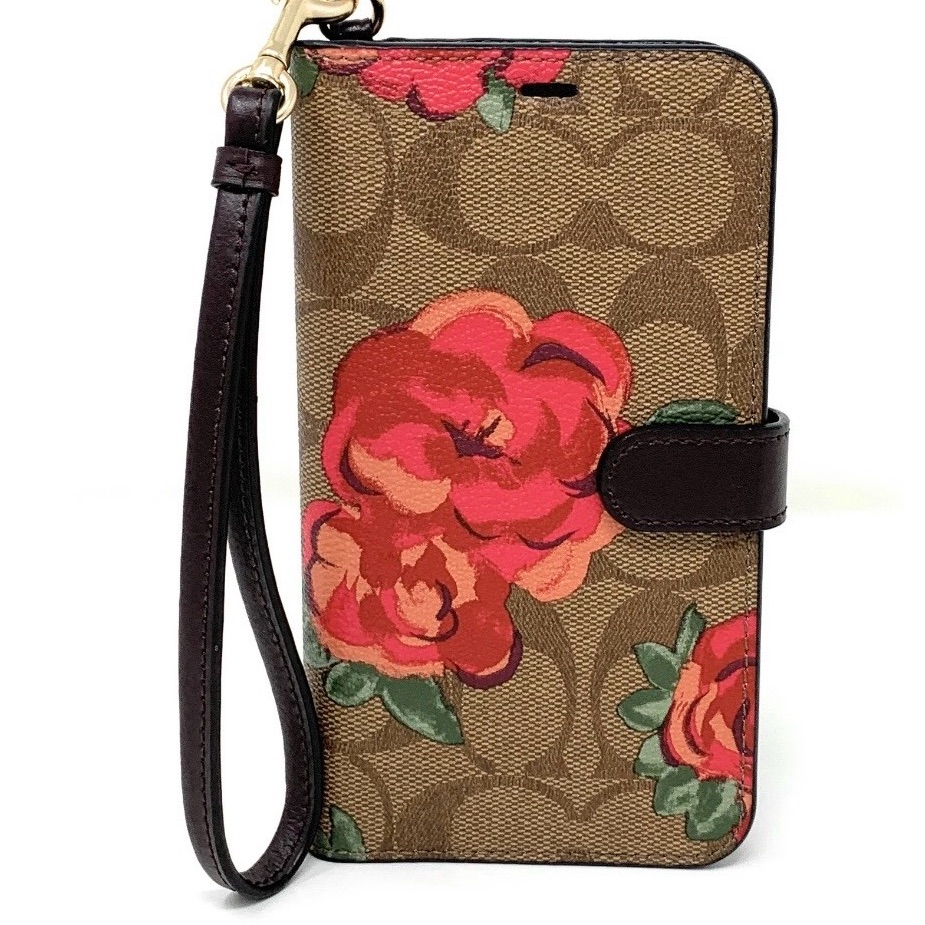 Coach Cell Phones & Accessories | Coach Floral Brown And Red Phone Case With Wrist Strap | Color: Brown/Red | Size: Os