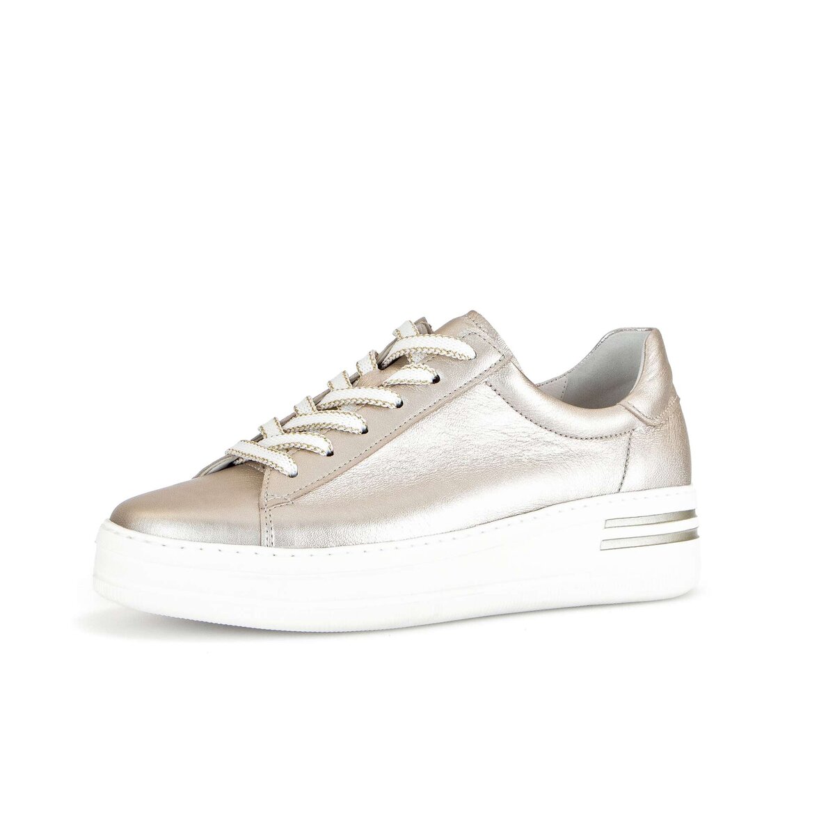 Sneaker GABOR "Sneaker low Effektleder", Damen, Gr. 42,5, gold, Schuhe Sneaker