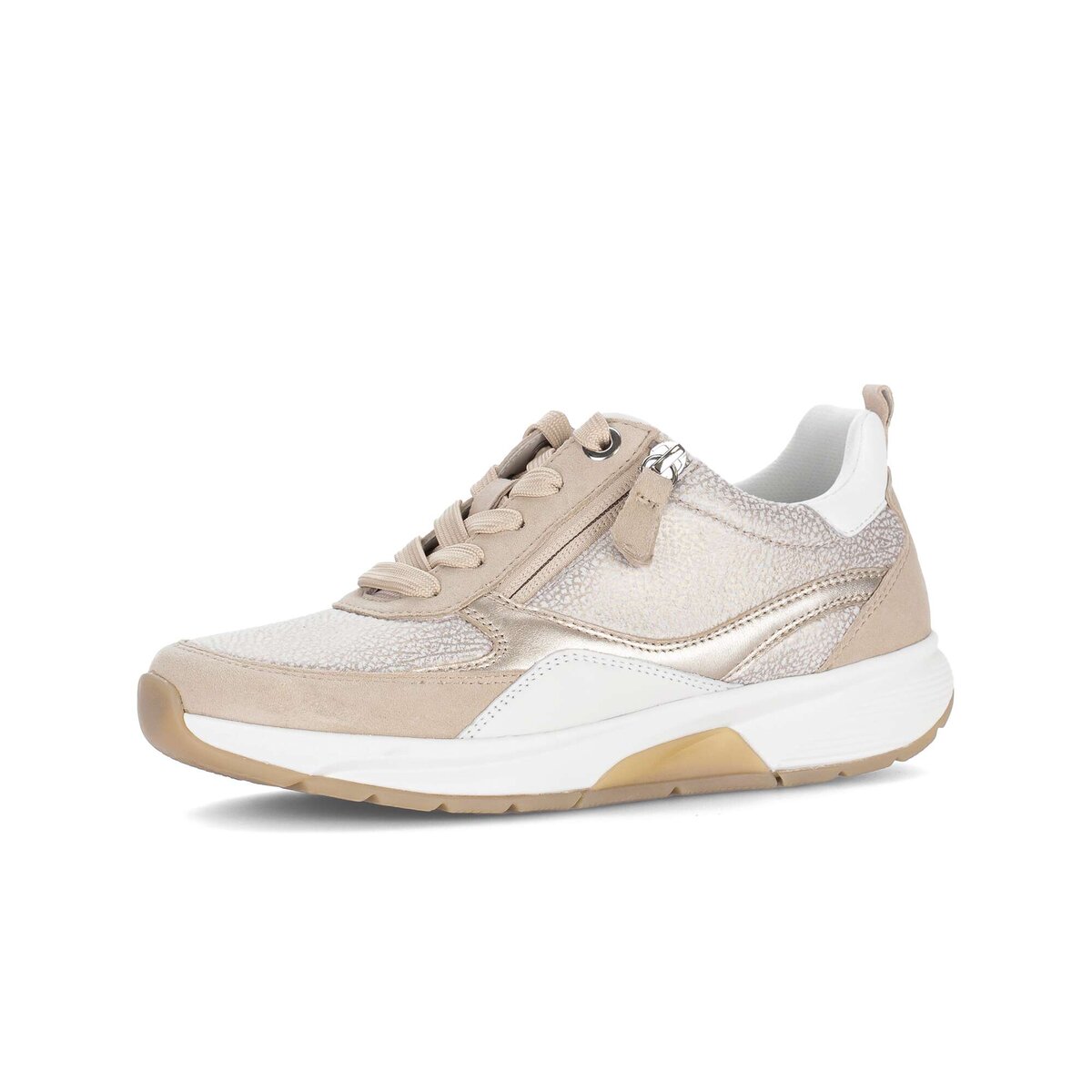 Sneaker GABOR "Sneaker low Materialmix Leder/Lederimitat", Damen, Gr. 36, gold, Schuhe Sneaker