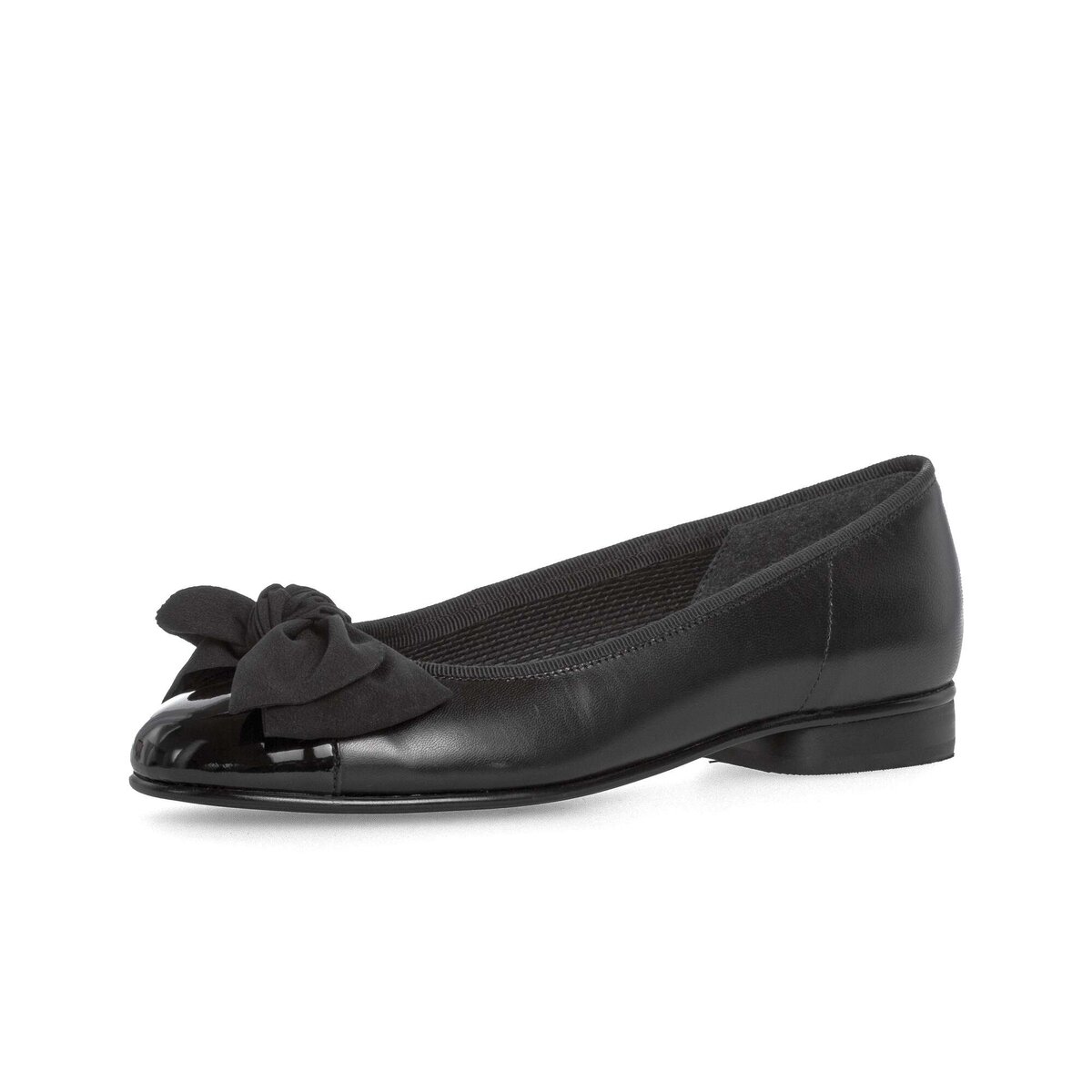 Ballerina GABOR "Eleganter Ballerina Glattleder", Damen, Gr. 37, schwarz, Schuhe Ballerina