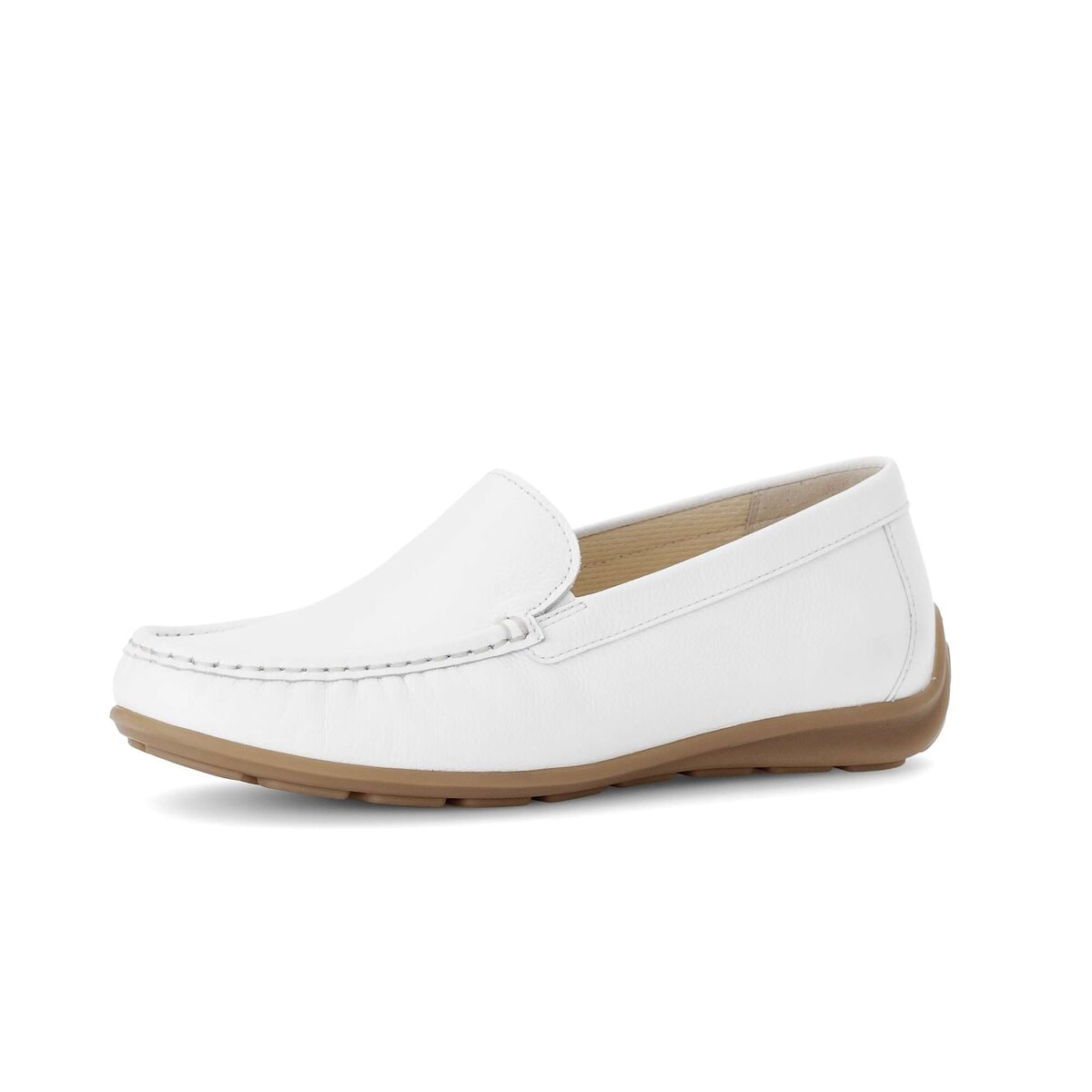 Mokassin GABOR "Mokassin Glattleder", Damen, Gr. 40,5, weiß, Schuhe Mokassin